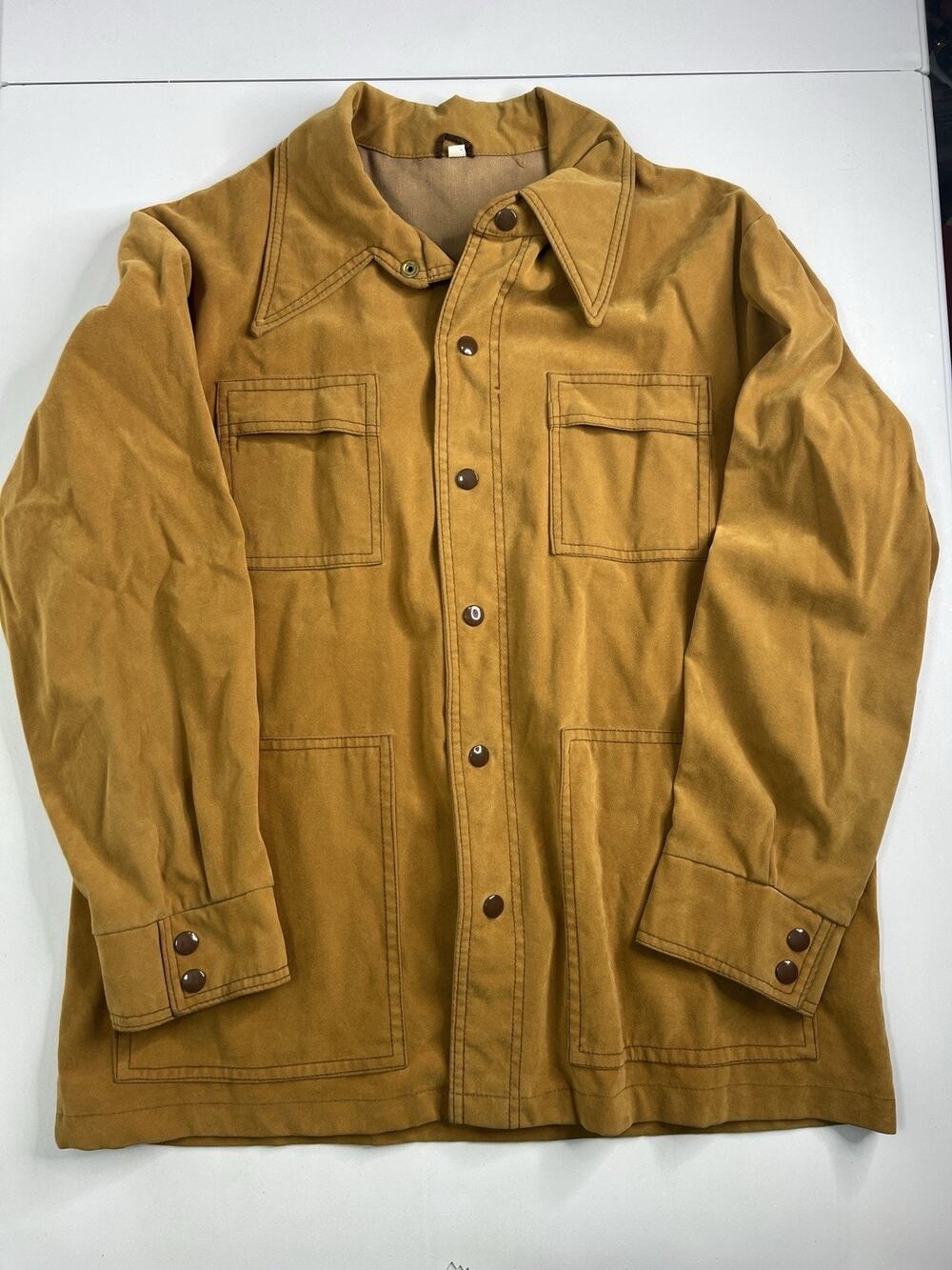 Thoroughbred By Energy 70’s Suede Brown Shirt Chore Jacket Men’s Size 42